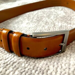 Joseph Abboud Brown Leather Belt, Genuine Leather, Handcrafted in Italy, 38/95